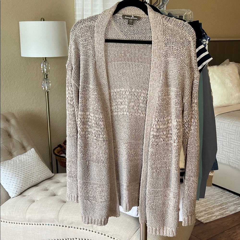 Tommy Bahama Light Brown Open-Front Cardigan